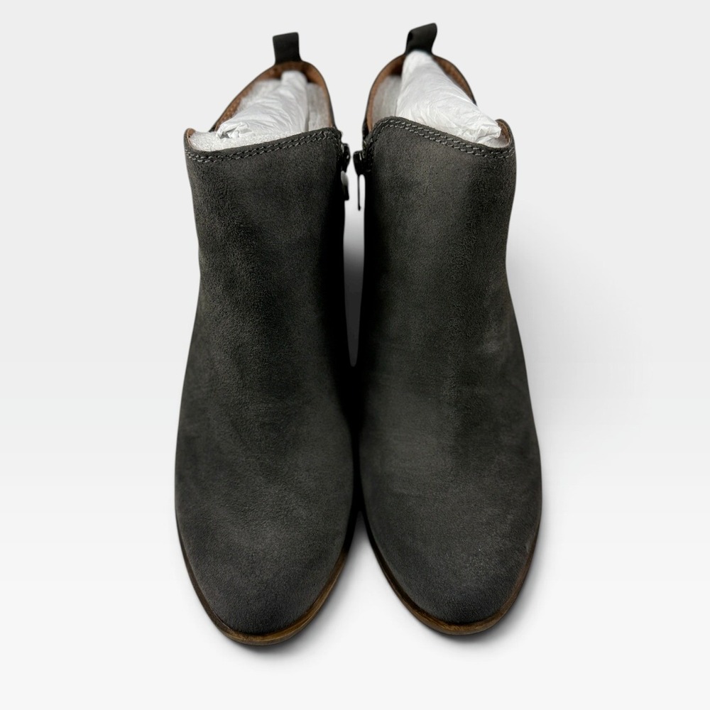 Lucky Brand Basel Ankle Bootie Womens 10M Storm Grey Suede Side Zip New